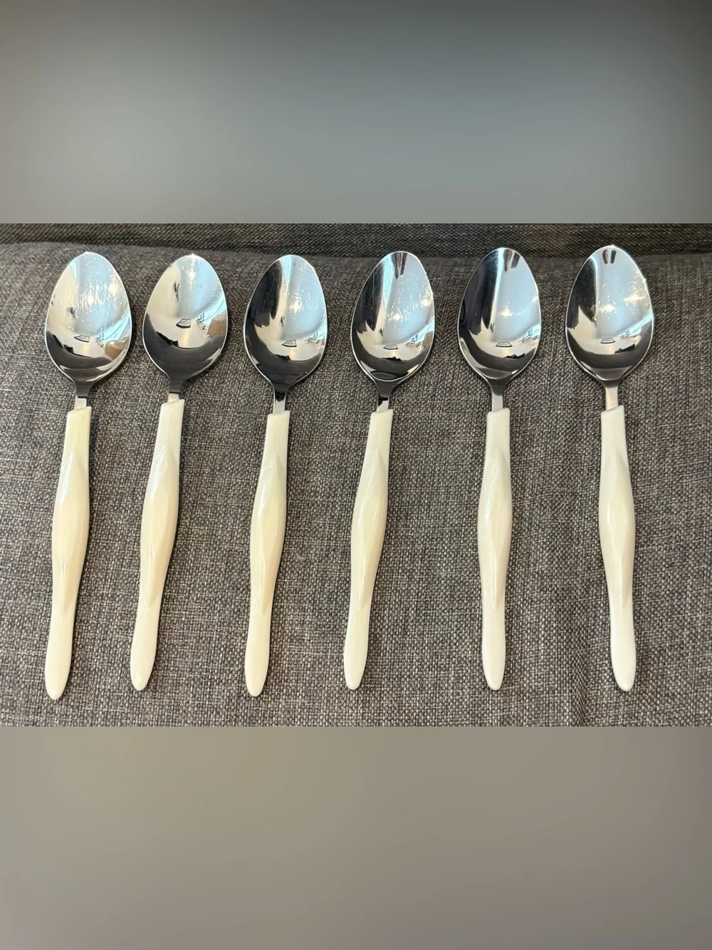 Cutco White Pearl 8” Soup Table Spoons Set of 6 Discontinued Flatware